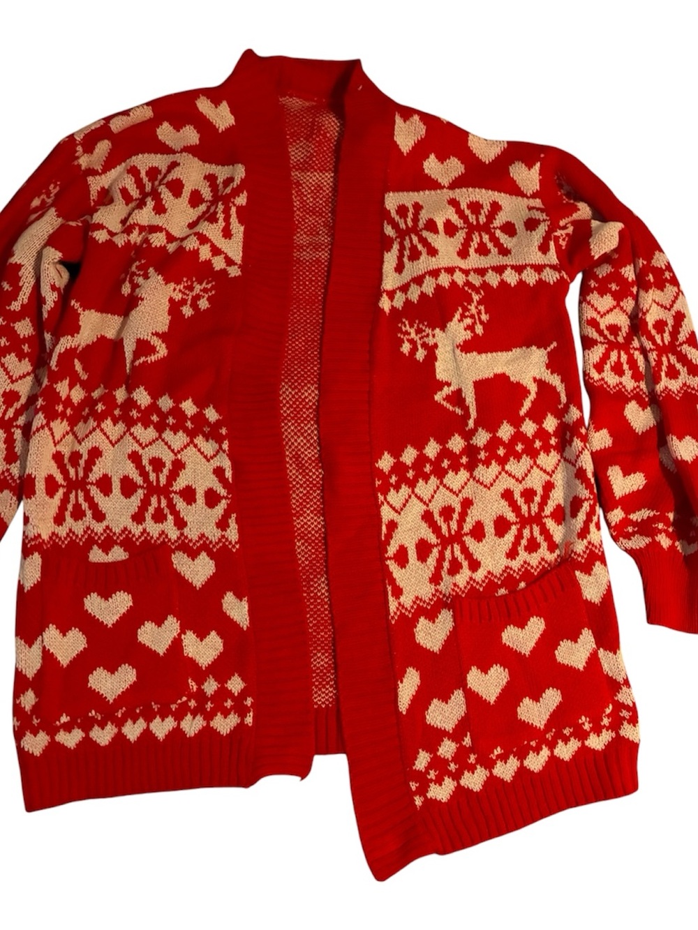 Red Holiday Open-Front Women’s Sweater Cardigan size small